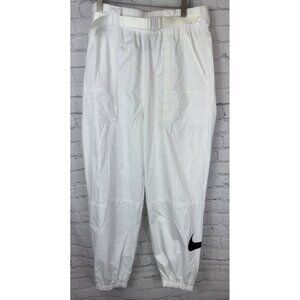 NIKE Woven Swoosh Pant White Loose Fit Size Large $70.00